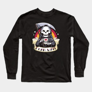 Death Coffee - Colorful Rainbow - Cute Reaper Long Sleeve T-Shirt